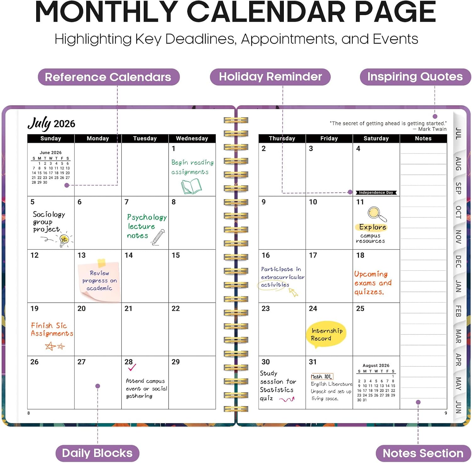 Taja Planner 2026-2027, Jul 2026-Jun 2027 Monthly & Weekly Calendar Planner image 2