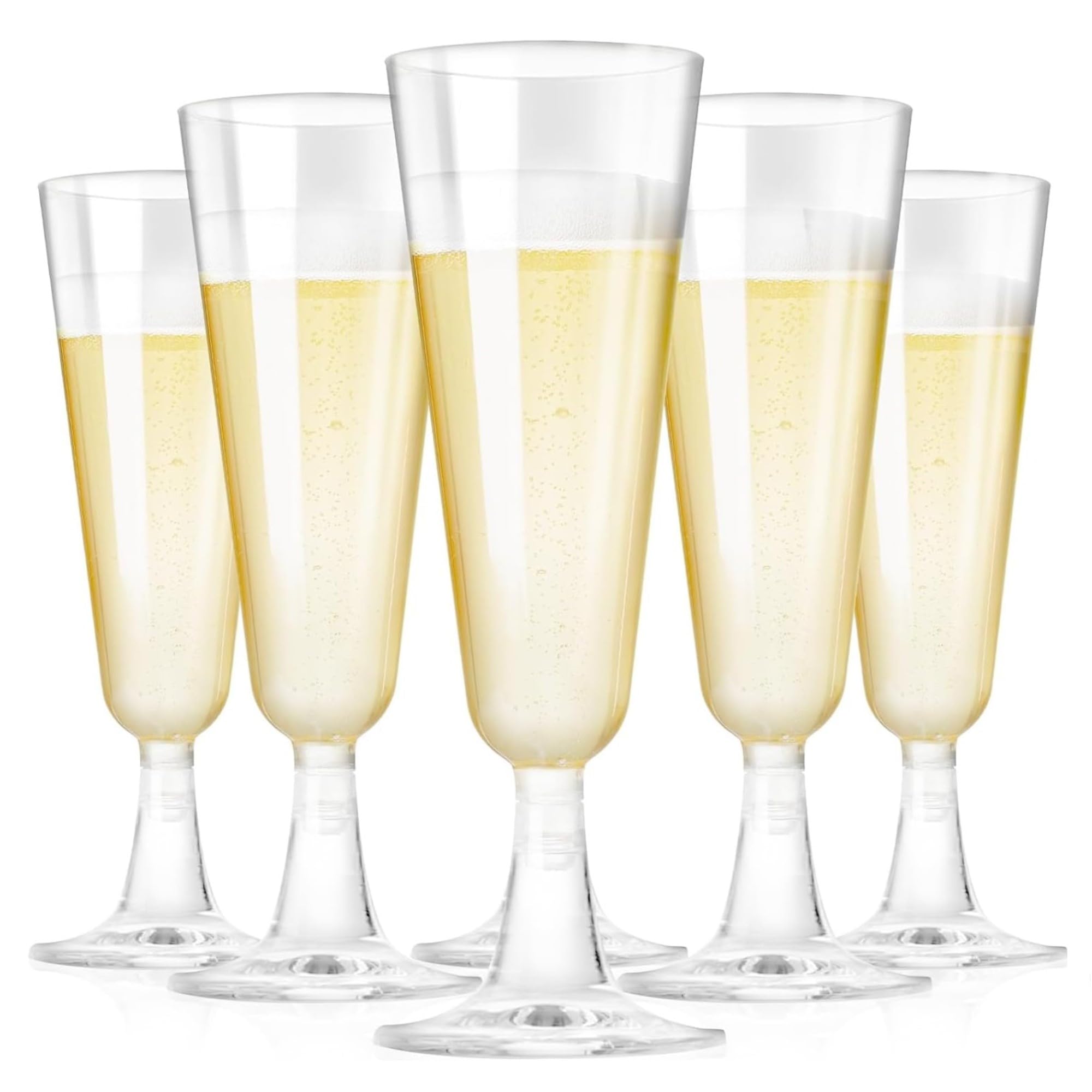 NIEVAN 10 x Premium Plastic Champagne Flutes 100ml - Elegant Reusable Prosecco Flutes, Shatterproof Plastic Wine & Cocktail Glasses for Christmas, New Year’s, Weddings, Birthdays & Parties