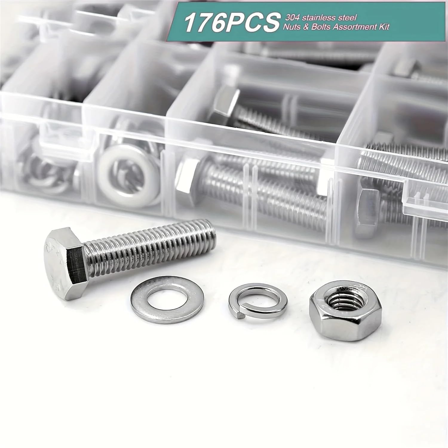 Set Screw Assortment Kit 304 Stainless Steel Heavy Duty Bolts and Nuts Assortment Kit for Homeowners,DIYers,Mechanics,Industrial Workers(620PCS m4 m5 m6)