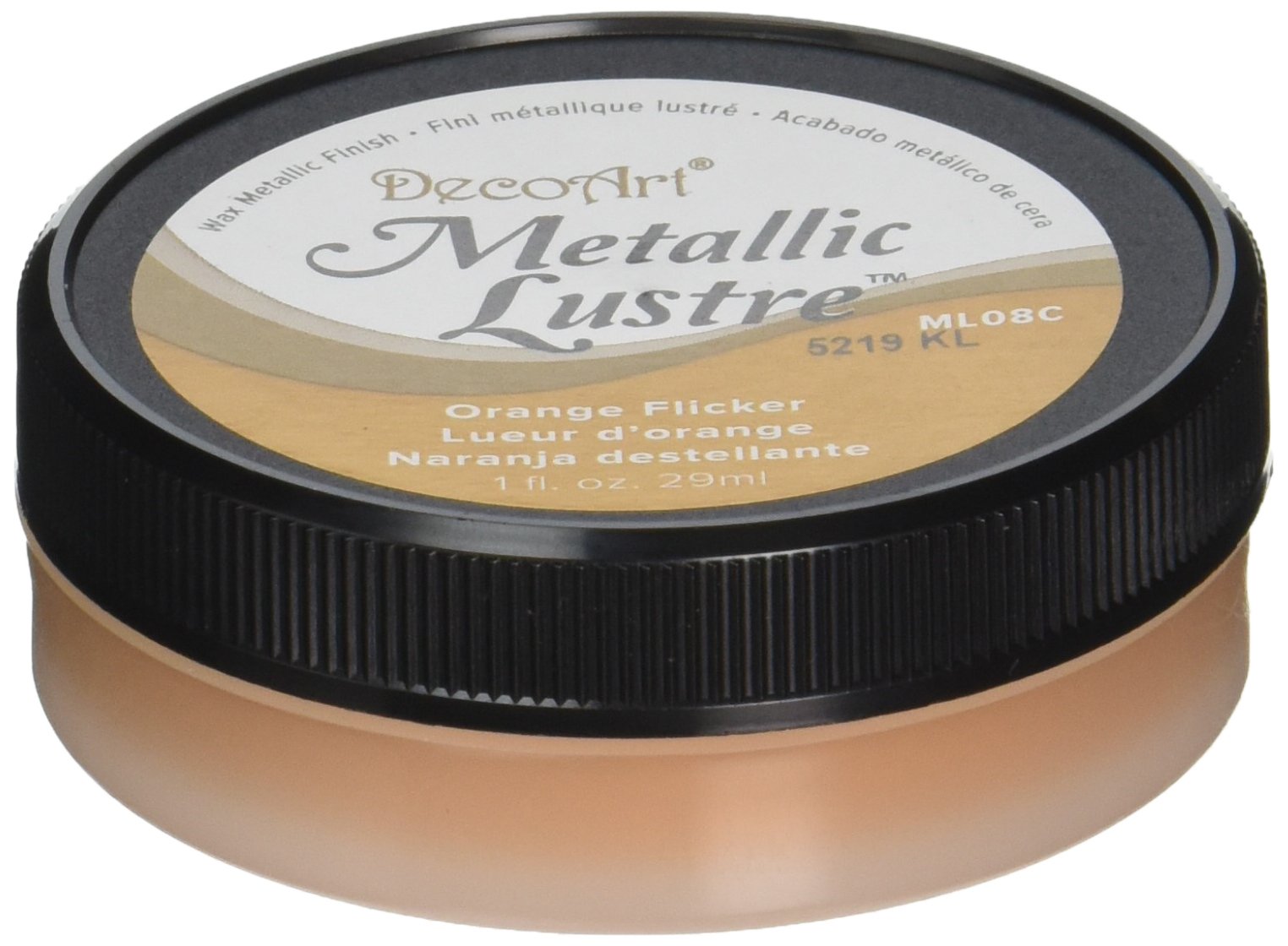Deco Art Metallic Lustre Wax Finish 1oz, Orange Flicker