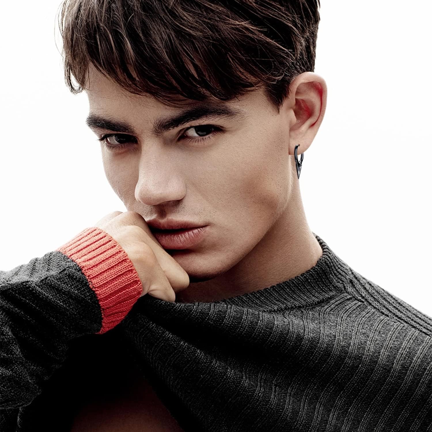 Spike Earrings 925 Sterling Silver Sword Cross Huggie Hoop Earrings Small Dagger Dangle Drop Hoop Earrings Hypoallergenic Earrings for Women Men