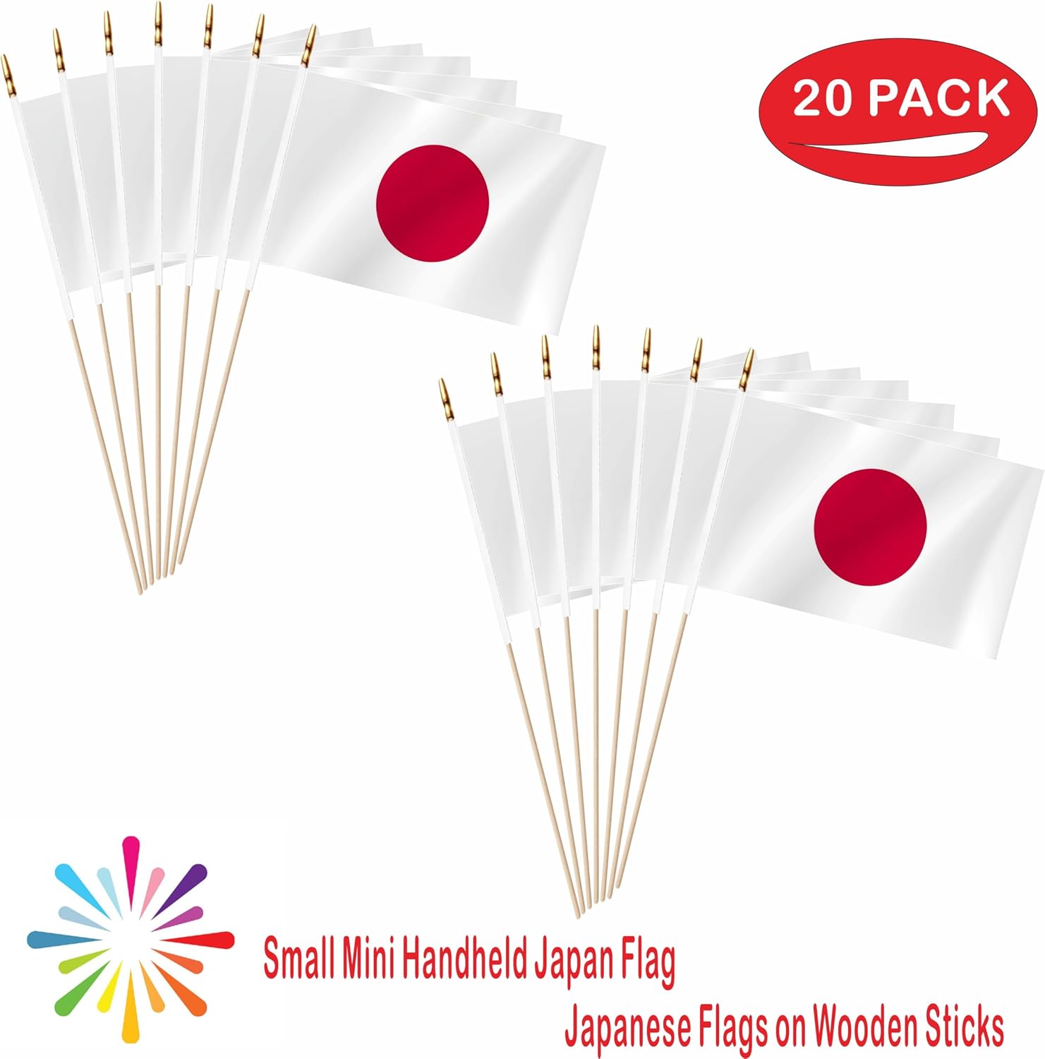 Japan Mini Flag 5x8 Inch 20 Pack Wood Stick Handheld image 4