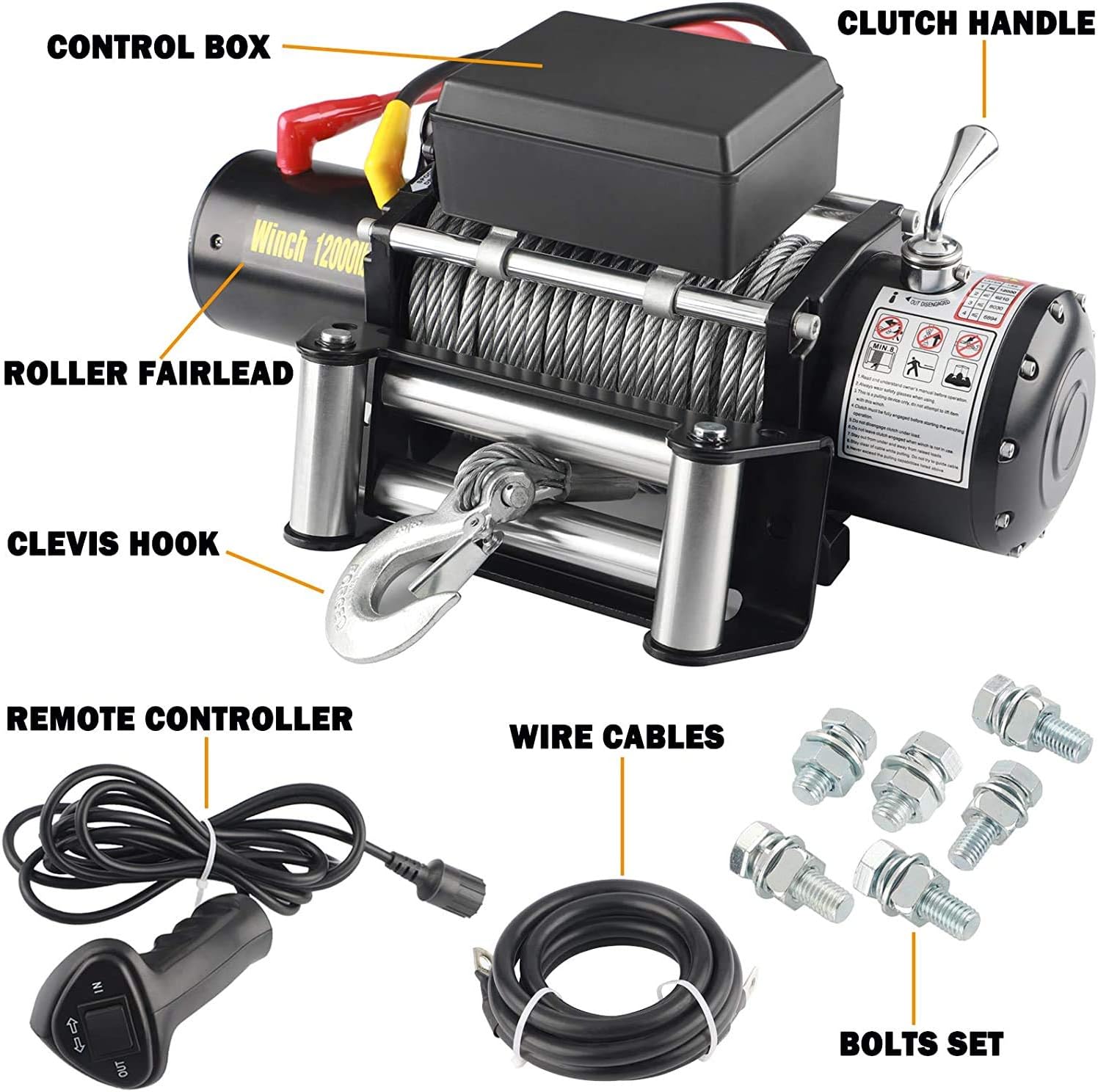 🛒 Crаzу Dеаlѕ Aain 12000-lb12V Waterproof Electric Winch Kit for Truck UTV, ATU,SUV, Car with Corded Control and Nylon Cable Rope 3/8 Diameter x 92ft Length