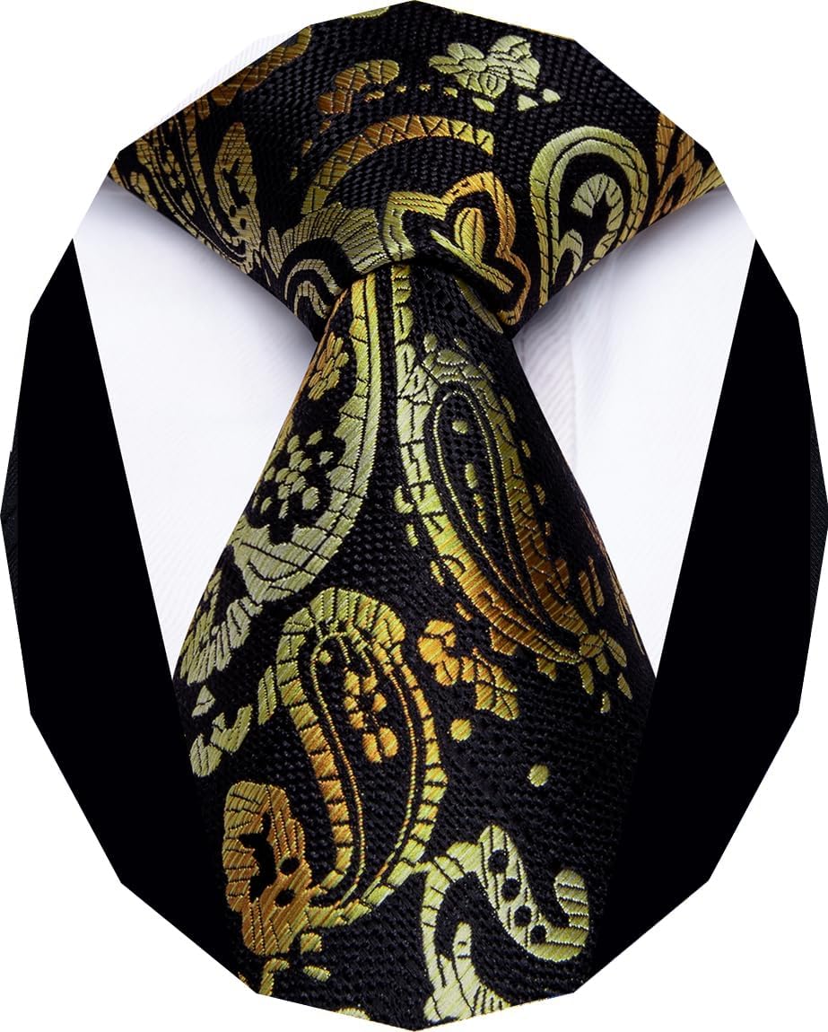 3.15'' Men's Necktie Paisley Floral Silk Ties for Men Formal Business Party Tie