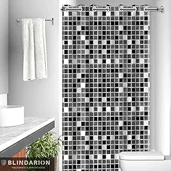 Cortina de Box Banheiro com Ilhós Pastilha Preta Antimofo Impermeável