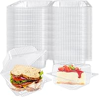 Vista 1 de 200 Piezas Recipientes de Plástico Transparente para Llevar, Cajas de Comida Desechables Elegantes con Tapa Superior con Bisagra Cuadrada tipo