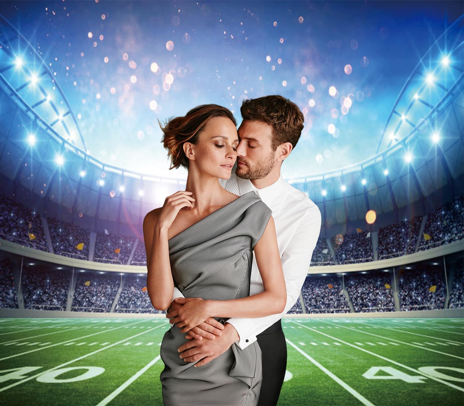 7x8ft Football Field Garage Door Decor Golden Rugby Cup Sports Grass Lawn Stadium Garage Door Background for Man Boy Kid Birthday Party Ball Decorative Props