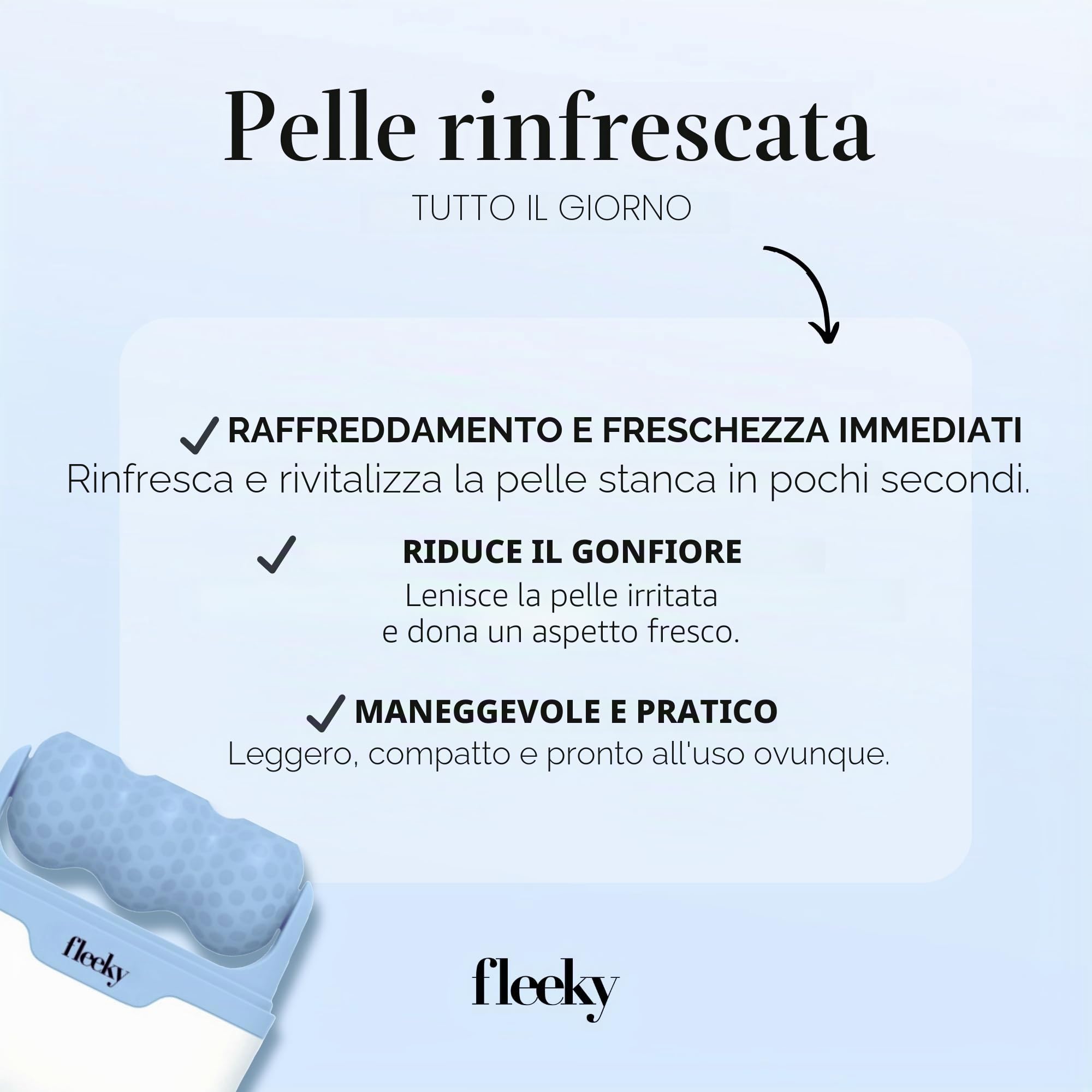 FLEEKY Ice Roller Face – Rullo per ghiaccio contro borse e rughe – Rullo per massaggio viso anti-invecchiamento, tonificazione del viso & Face Icing – Ideale per viaggiare