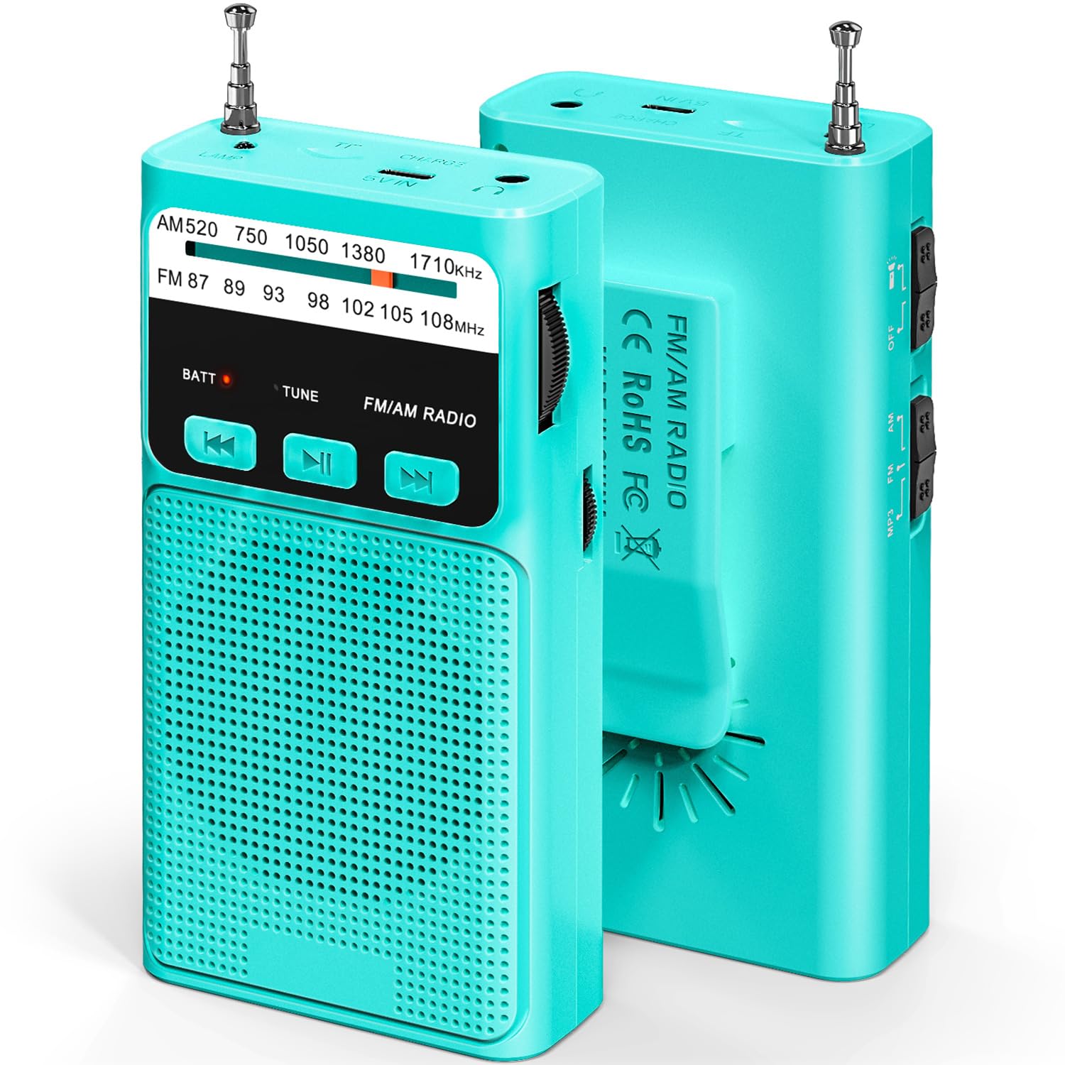 Petite Radio Portable Rechargeable Avec Batterie Rechargeable De 1 200 MAh Et éclairage De Secours, Mini USB/SD/AUX (bleu) | Leroy Merlin