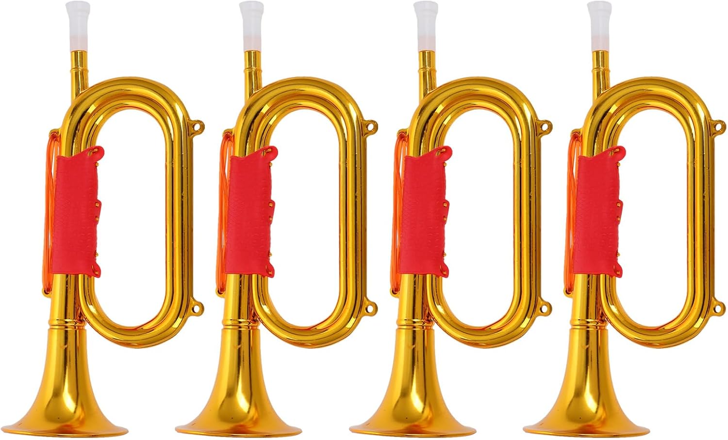 LOGOFUN 4pcs Plastic Bugle Horn Toy Musical Instrument Prop for Kids Stage Performance Party Supplies