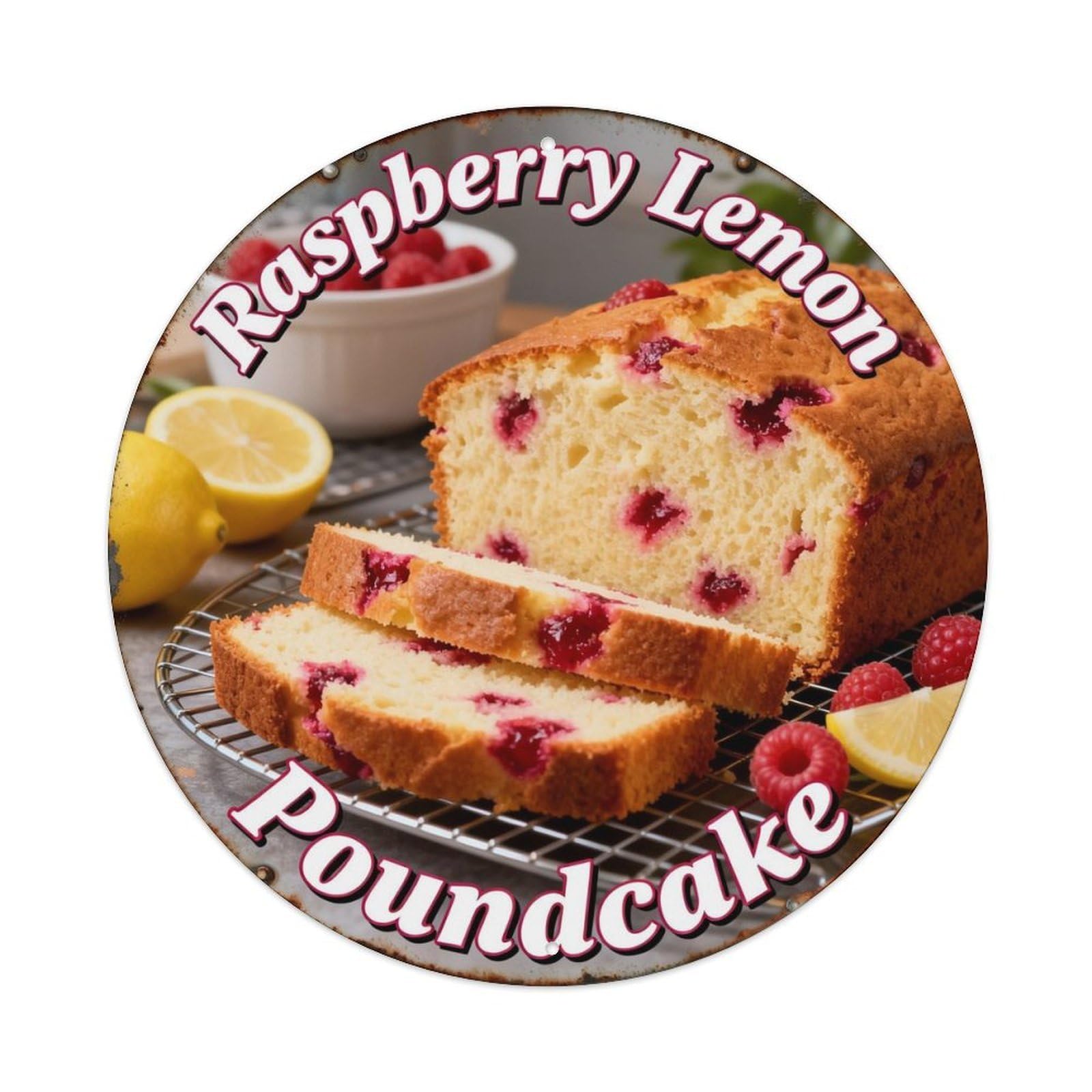 Raspberry Lemon Poundcake Metal Tin Sign Plaque