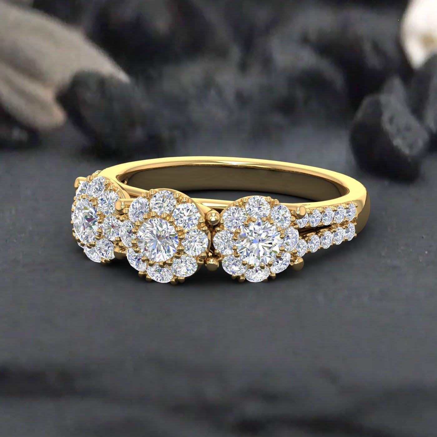 1 Carat 3-Stone Prong Set Diamond Engagement Ring in 14K Solid Gold