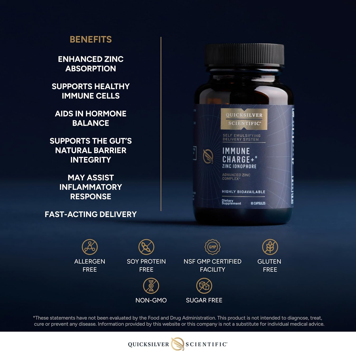 Quicksilver Scientific Immune Charge+ Zinc Ionophore, Luteolin, 60 Capsules — Amazon image 4