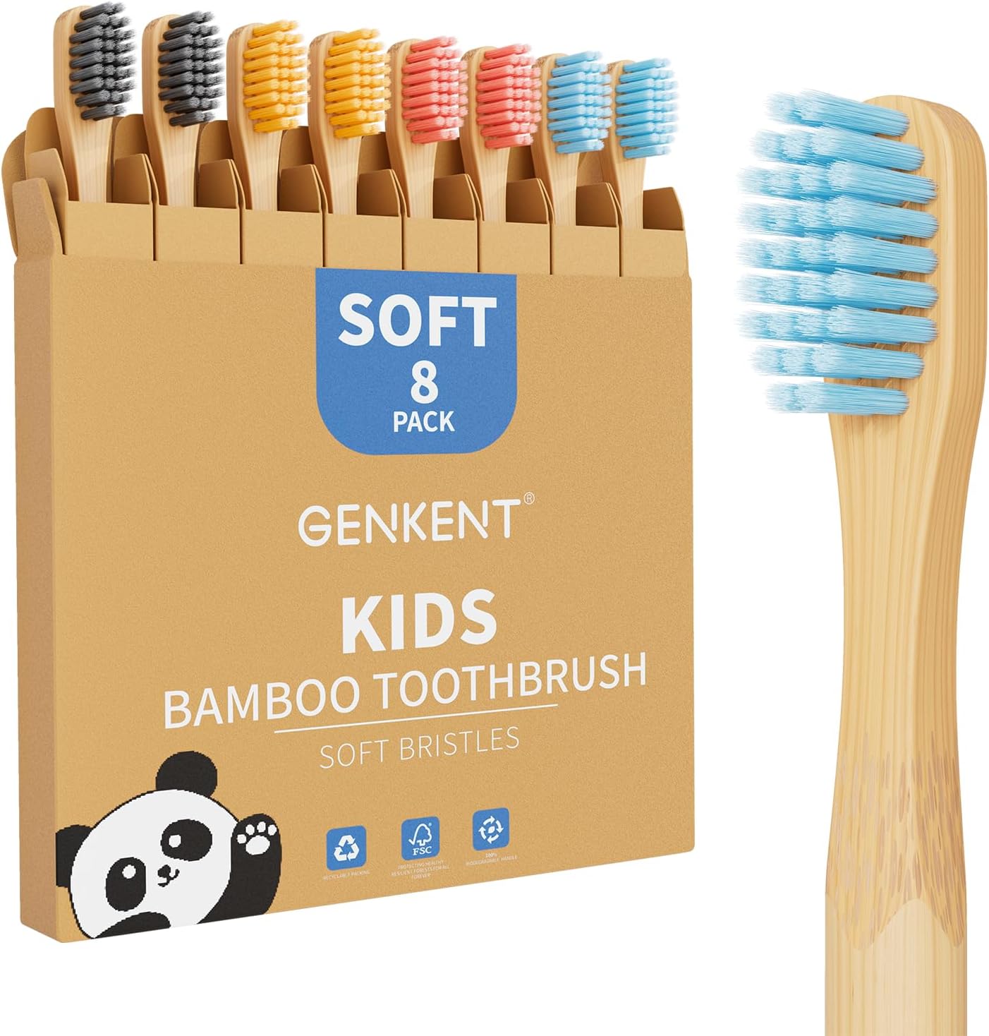Black Friday Deals 2025 Genkent Kids Bamboo Toothbrushes 8 Pack Soft Bristles Eco-Friendly - View #8
