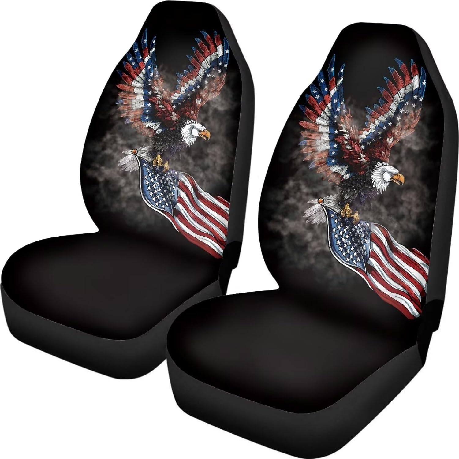 American Flag Eagle Seat Covers Car Accessories Universal Fit Bucket Seats Covers for SUV Truck Vans Sedans Front Seat Only Seat Protector Washable Polyester Seat Cushion
