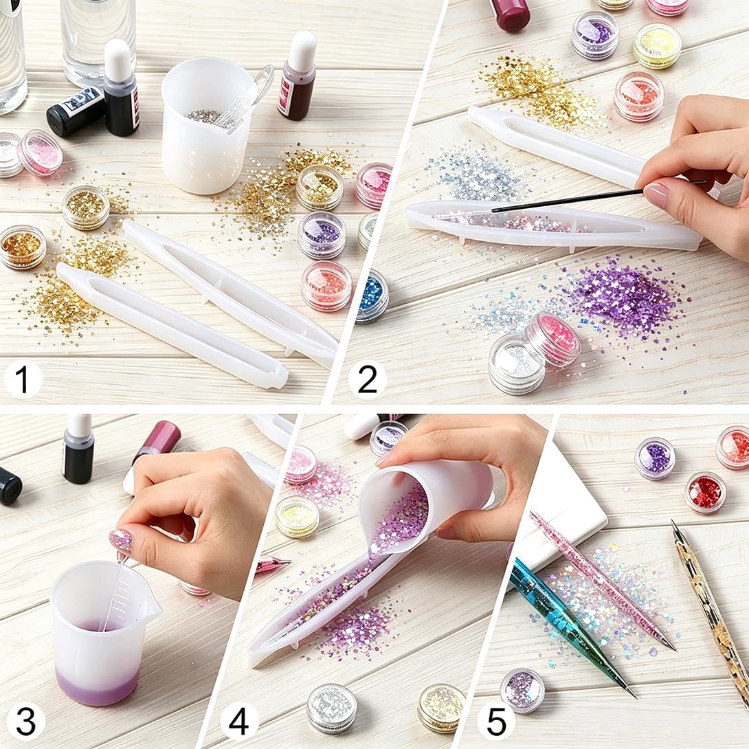 9Pcs Pen Resin Mold with 75Pcs Ink Pen Refills, Ballpoint Pen Silicone Molds, Epoxy Casting Molds for DIY Resin Crafts Making
