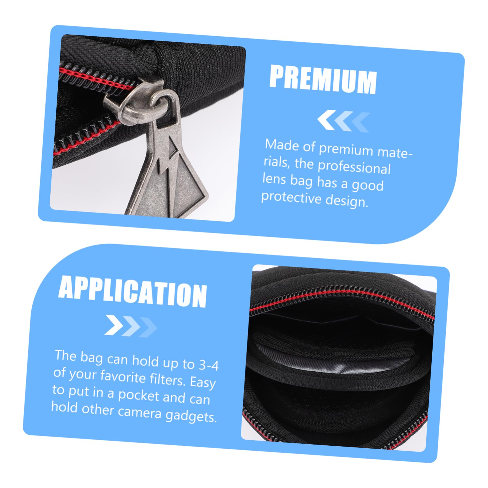 Étui Rond Léger et Pliable pour Filtre D'appareil Photo en Néoprène Plusieurs Styles Poches en Tissu Maillé pour Ranger Les Petits Accessoires Un Paquet Photo