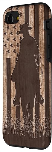 Vista 2 de iPhone SE (2020) / 7 / 8 Cowboy Rodeo Caballo de madera Patriótica Americana Bandera Cowboys Estuche de regalo
