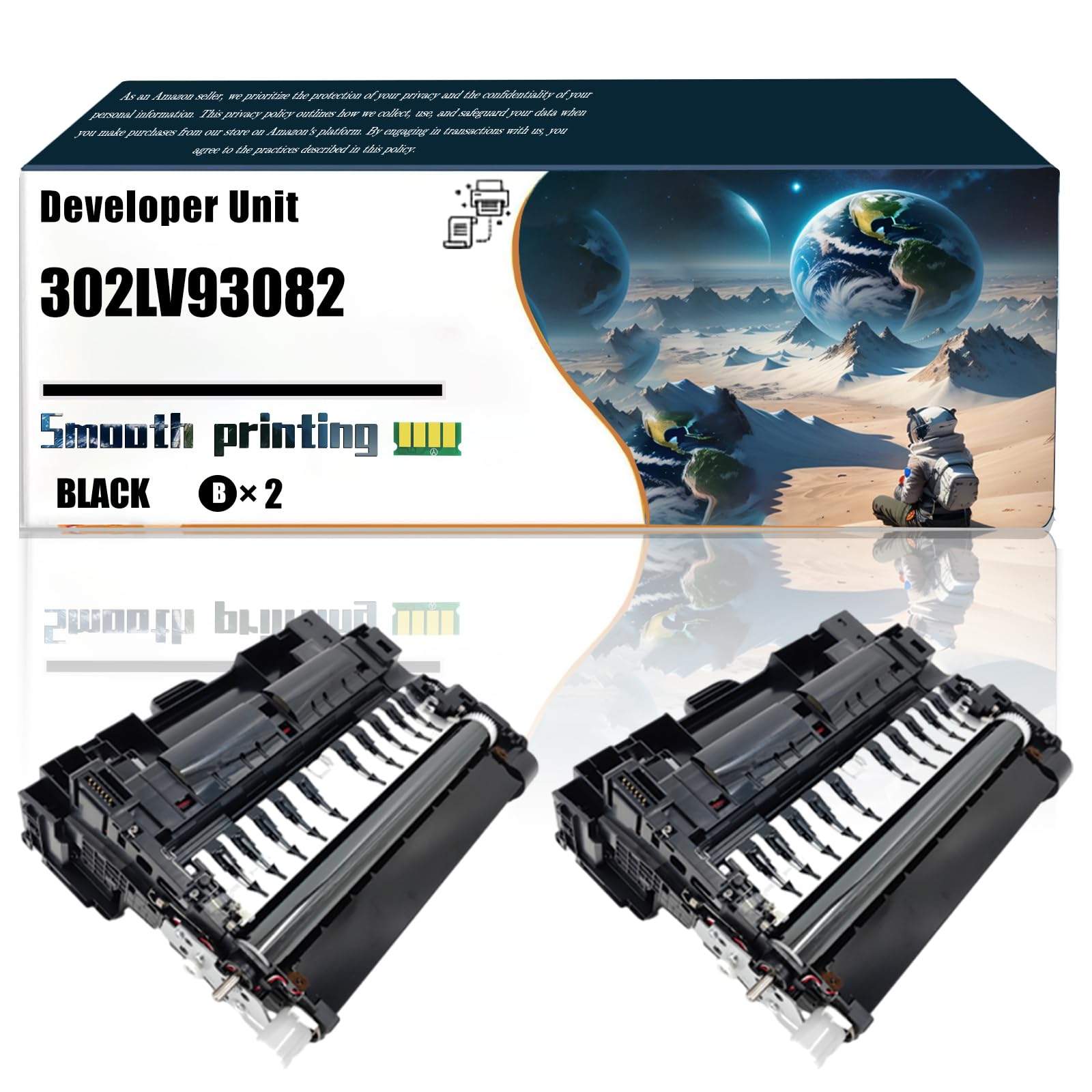 Replacement Parts Developer Unit 302LV93082 Compatible with Kyocera ECOSYS M3645idn M3655idn M3660idn M3860idn M3860idnf Printers, Contains Chip and Clear Printing (2-Pack Black)