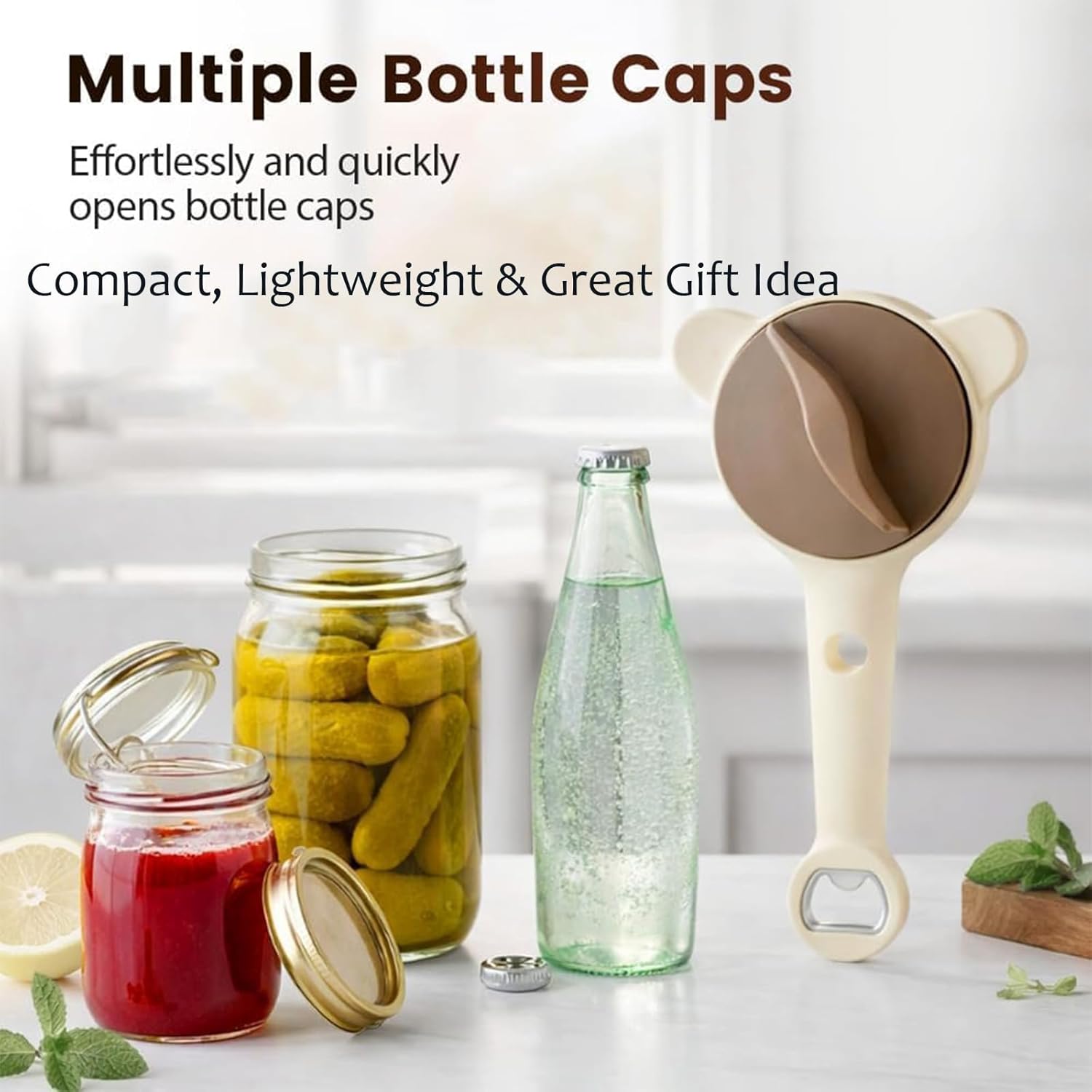 4 in 1 Multi-Purpose Jar Opener, Adjustable Three Claw Bottle Opener with Non Slip Teeth, Adjustable Magnetic Stainless Steel Jar bottle Openers with Ergonomic Handle Weak Hand (2 pcs)