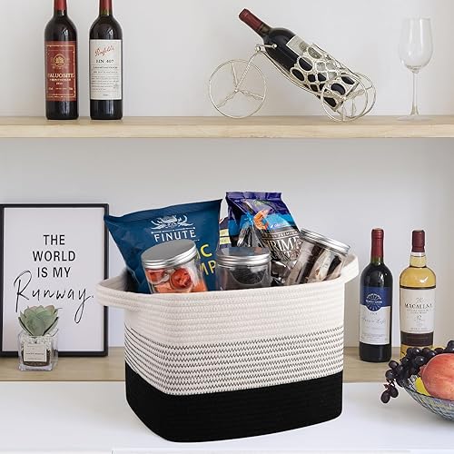 Vista 56 de OIAHOMY Cesta de almacenamiento, cestas tejidas para almacenamiento, cesta de cuerda de algodón para juguetes, cestas de toalla para baño, paquete