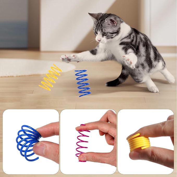 Paquete de 100 juguetes de resorte para gatos de interior miniatura 3