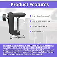 Vista 3 de 4 abrazaderas en C de escritorio con orificio de rosca de 1/2 pulgada, soporte voladizo ajustable para montaje de luz de escritorio, abrazaderas