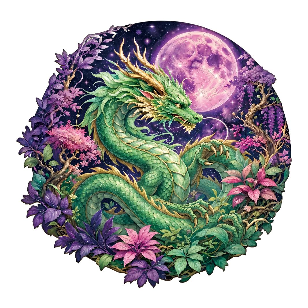 WOODBESTS Wooden Puzzles for Adults, Dragonmoon Sanctuary Wooden Puzzle, Irregular Unique Puzzles, Beautiful Gifts for Puzzle Lovers (13.4 * 13 in 240pcs)