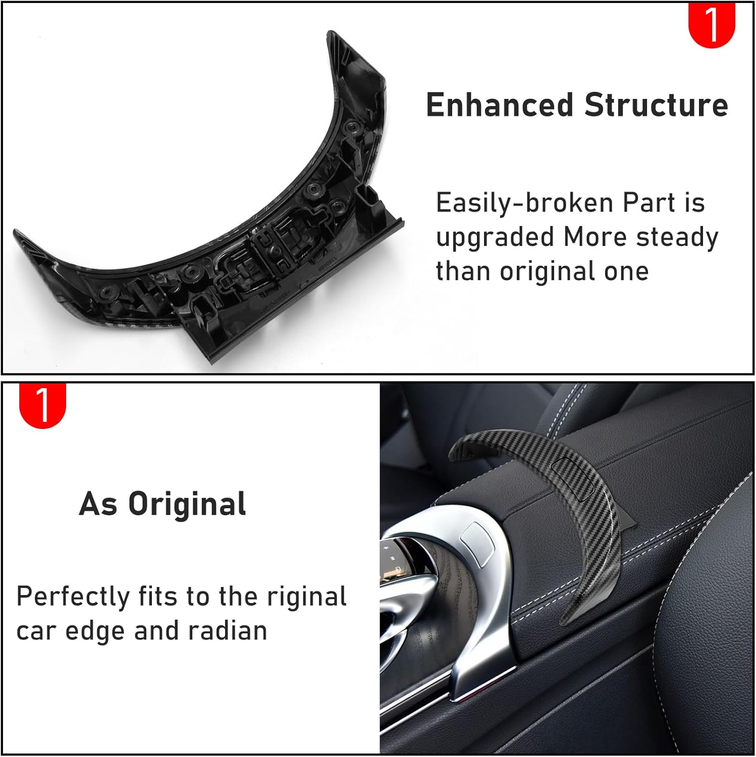 TTCR-II Compatible with Mercedes Console Release Switch, for W205 Center Console Trim C Class 2015-2021 and W253 Center Armrest Button Switch 2016-2022 (7.87-Inch Inner Width, Not Real Carbon)