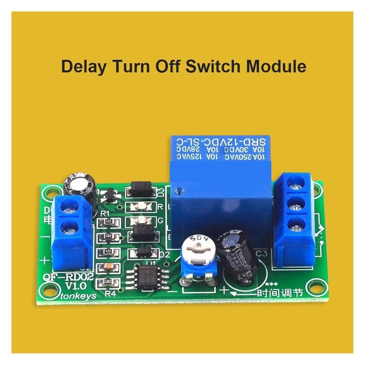 12V DC Time Delay Relay Module Seconds Adjustable Timer Switch Board Turn On Delay Turn Off Switch Module