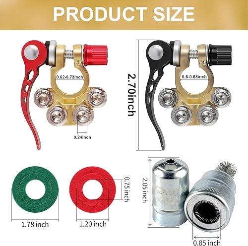 Miniatura 2 de SINGARO Conector de Abrazadera de Terminal de Batería de Automóvil, Conector de Abrazadera de Terminal de 4 Vías Positivo y Negativo de Liberación