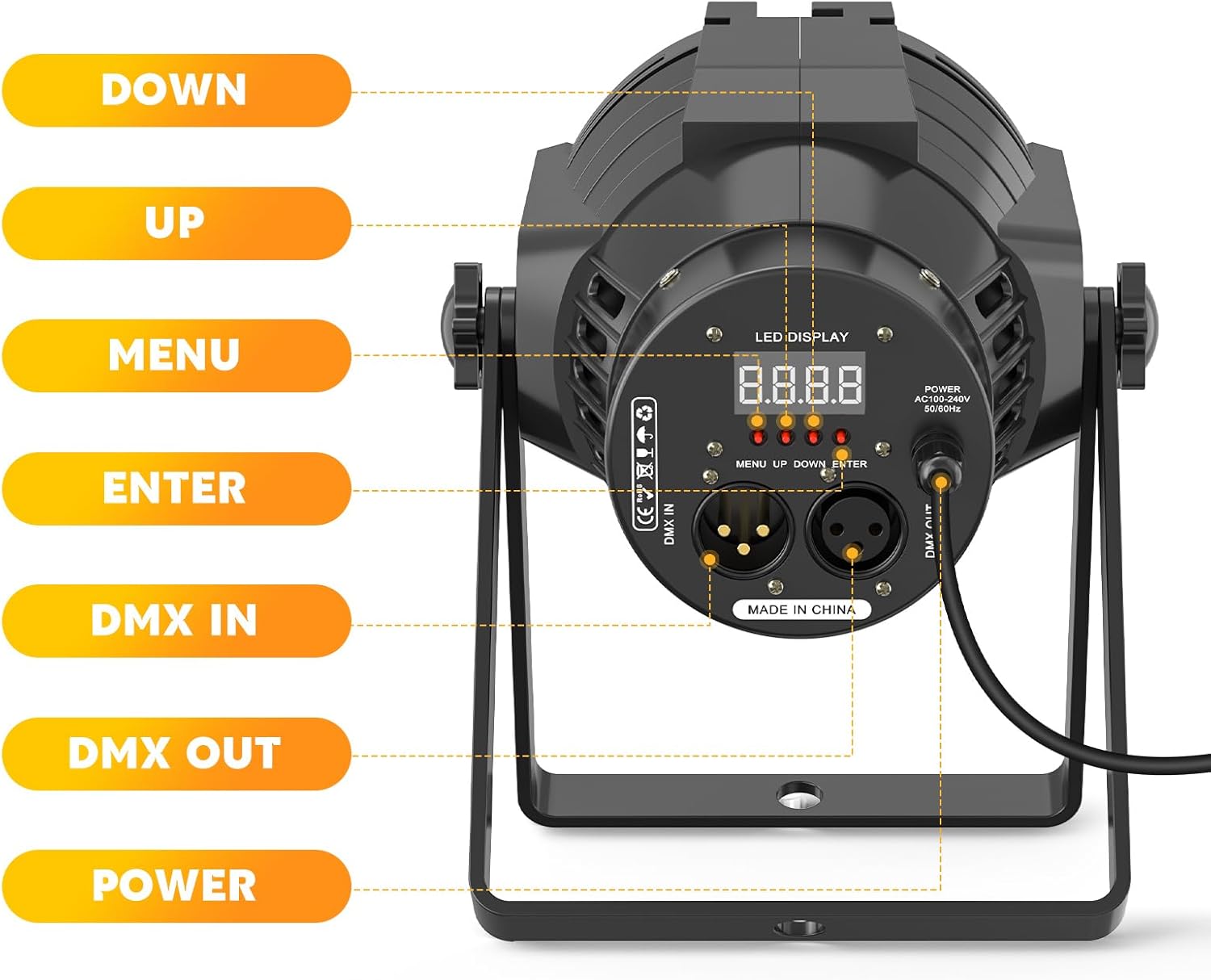 Warm White, Cold White, and Natural Light output from the spotlight