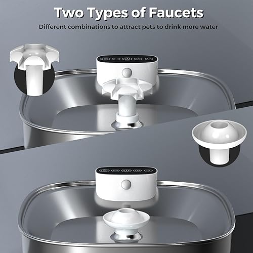 Miniatura 2 de Fuente de agua para gatos de acero inoxidable - Fuente de agua para mascotas de 108 oz3.2 L inalámbrica con sensor de movimiento y 4 filtros de