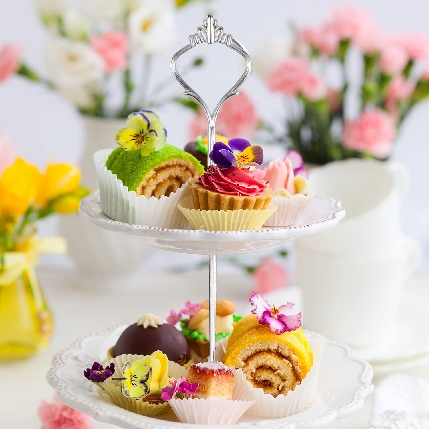 Supporto Per Torte A Piani - Maniglia In Lega Di Zinco, Regolabile, Per Feste E Compleanni - Foto 11