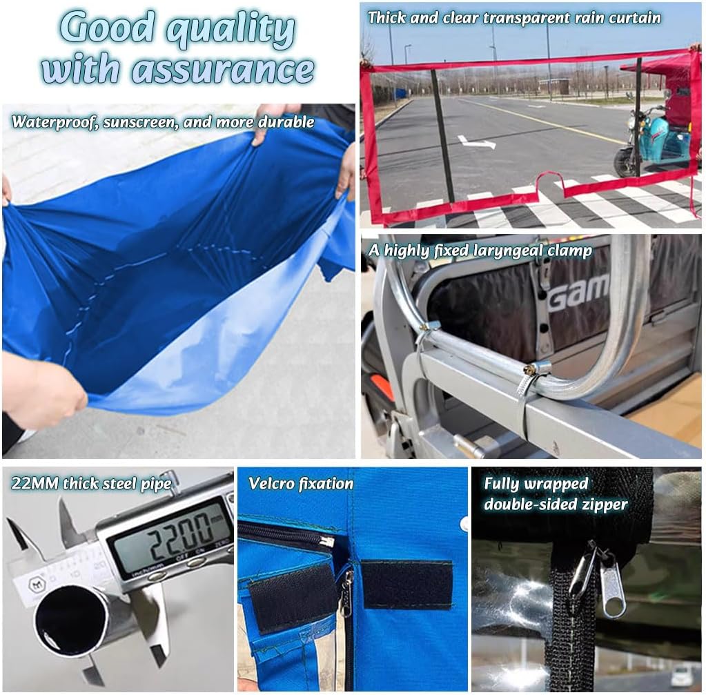 Electric Cargo Tricycle Canopy,Adult Electric Tricycle Cover,Electric Trike Awning,3 Wheel Motorcycle Cargo Trike Tarpaulin Suitable for All Seasons (Green, 59.1 * 39.4in)