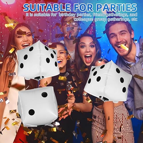 Miniatura 5 de SAFIGLE Globo de papel de aluminio para dados de 7 pulgadas, cubo de película de aluminio, decoración de fiesta temática de juegos, noche, accesorio