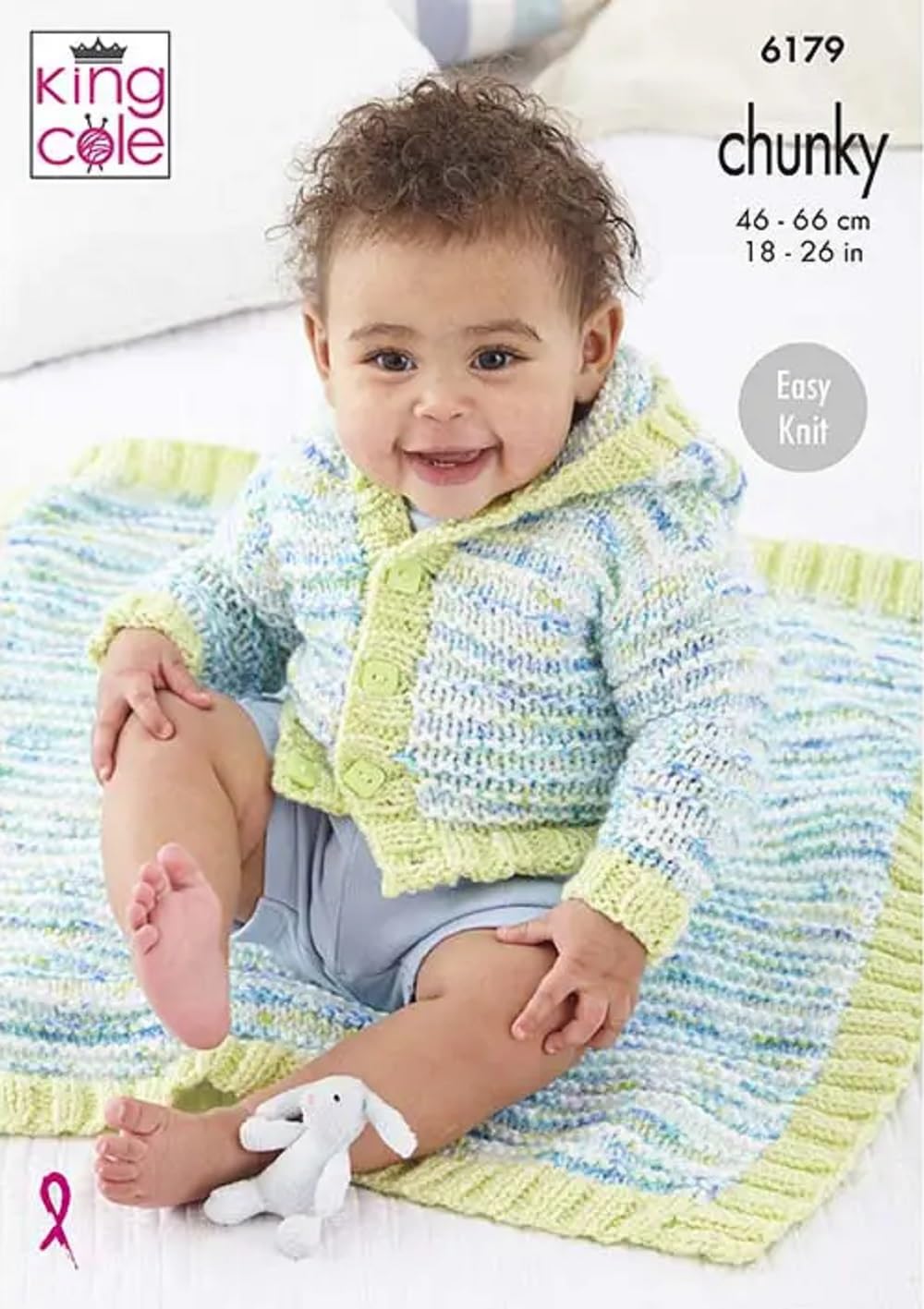 King Cole Babies Knitting Pattern Baby Chunky Jacket & Blanket (6179), 46cm – 66cm (18” – 26”)