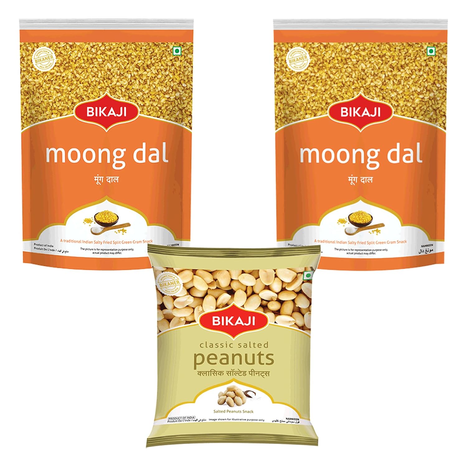 BIKAJI Moong Dal & Salted Peanut Indian Namkeen Family Pack