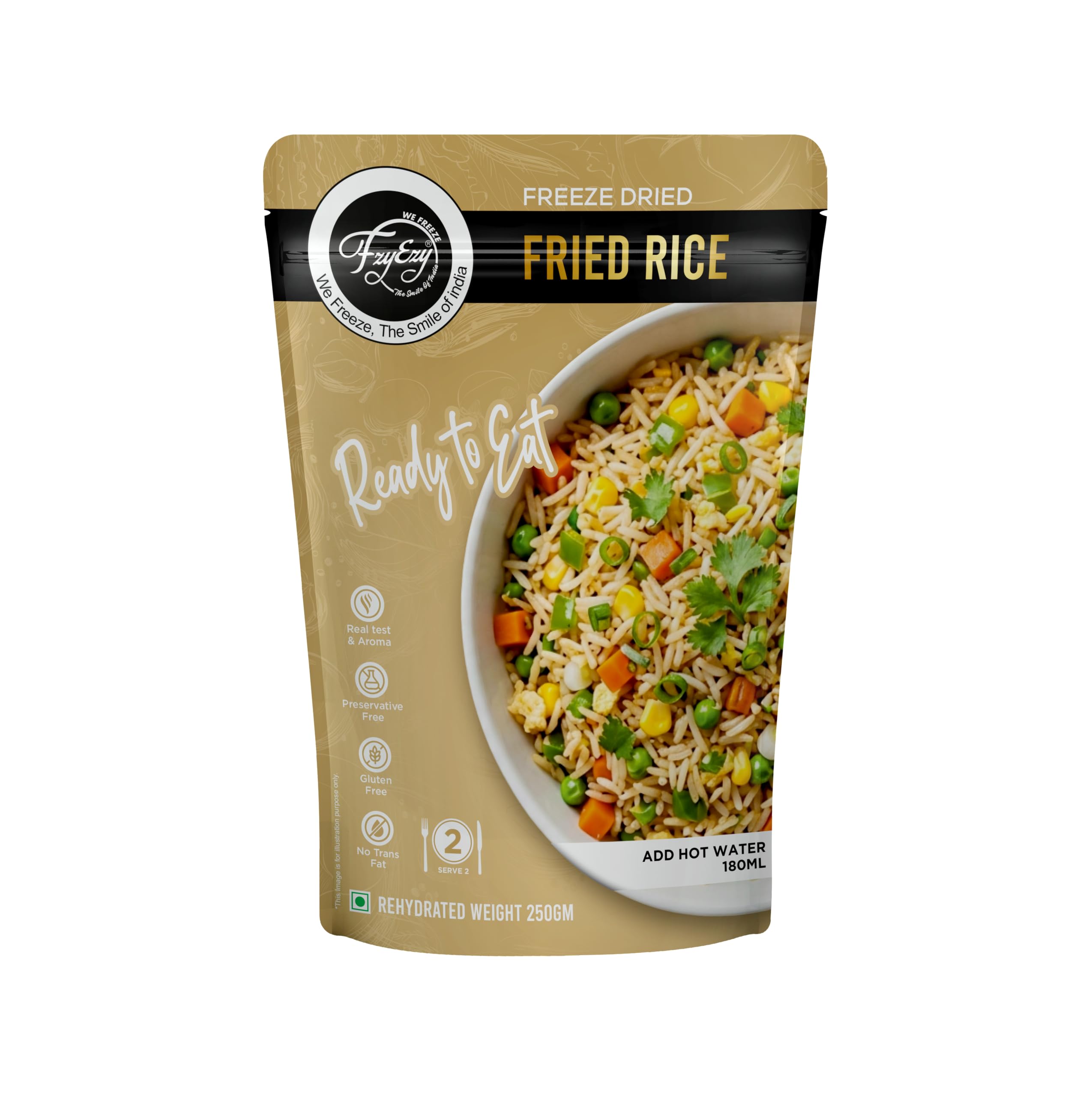 FzyEzy Freeze-Dried Instant Meal Pack – Ready-to-Eat Travel Food | Lightweight, Long Shelf Life | Ideal for Camping, Hiking, Trekking, Emergency Survival | No Preservatives | Veg Meals (Fried Rice)-image-13