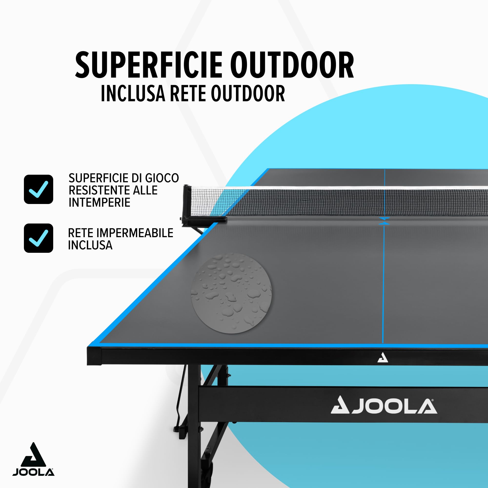 JOOLA Tavolo da ping pong professionale per esterni, 6 mm, superficie composita in alluminio, resistente alle intemperie, pieghevole, con rete inclusa