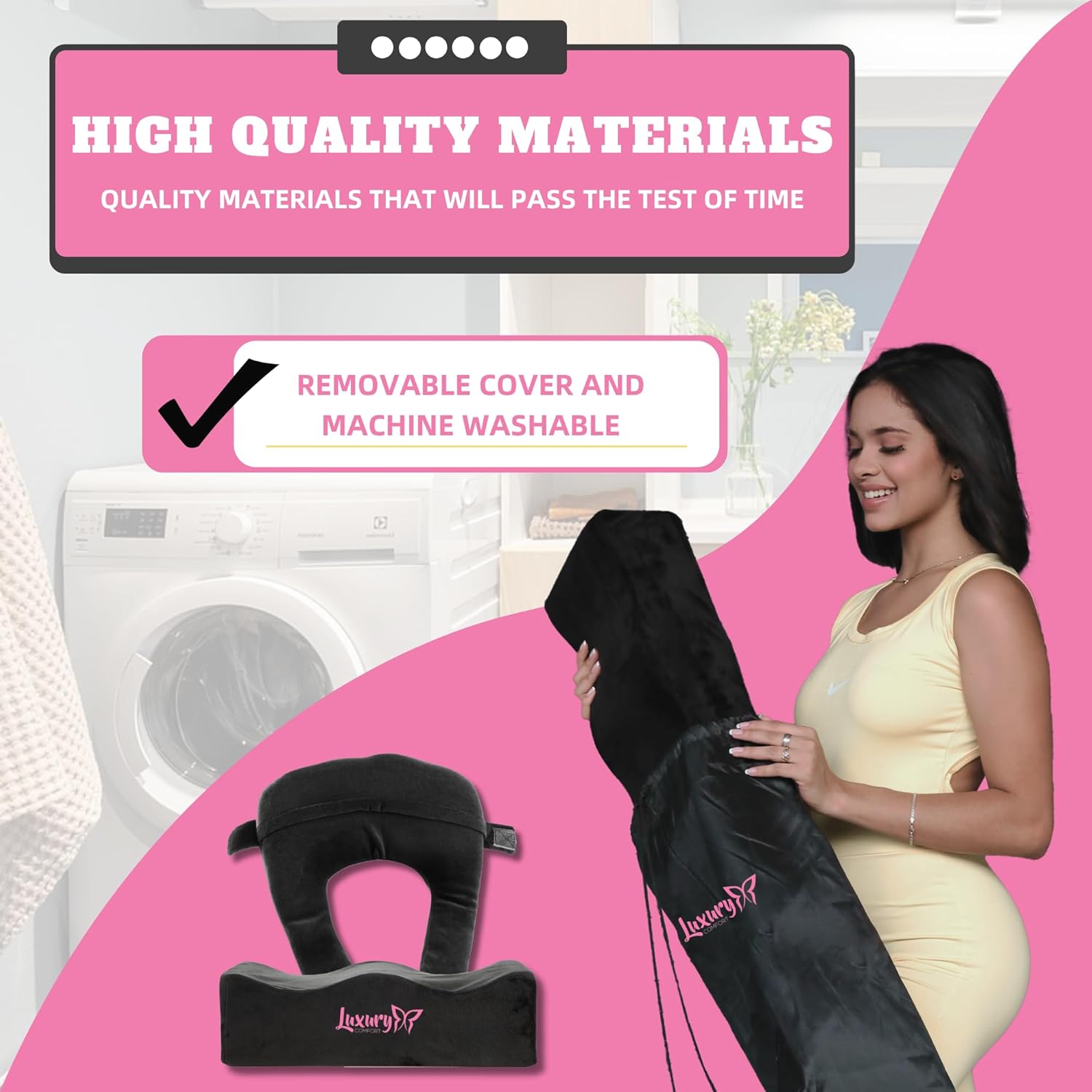 Premium BBL Booty Pillow for Post Recovery Brazilian Butt Lift | Comfortable & Stylish Butt Lift Recovery Pillow & Buttocks Support Cushion for After Surgery Sitting + Cushion Cover/Drawstring Bag