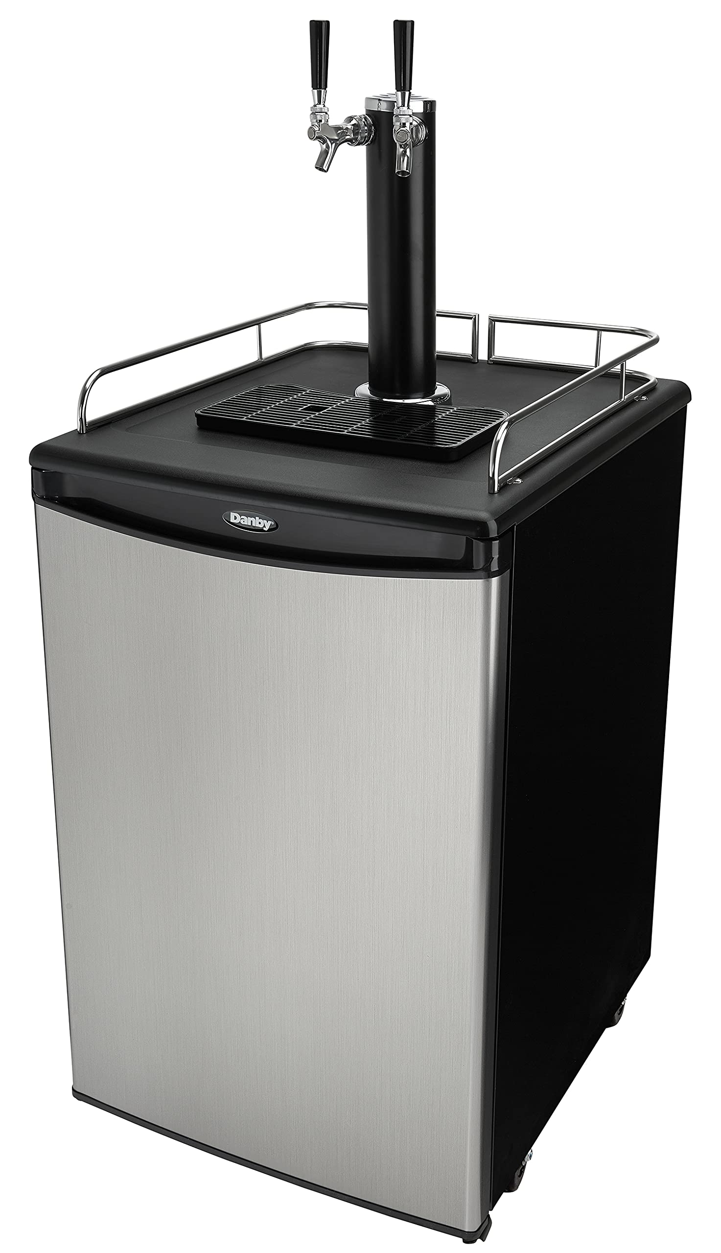 Danby DKC054A1BSL2DB 5.4 Cu.Ft. Double Tap Kegerator, Auto Defrost and Mechanical Thermostat, Keg Cooler with Scratch-Resistant Worktop and Reversible Door Hinge, Steel on Fridge.com