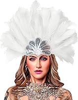 Vista 43 de HOMELEX Tocado de plumas negras para mujer, accesorios de carnaval caribeño