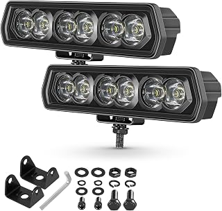 6 Inch LED Light Bar 120W Spot Beam Driving Fog Light Off Road Lights 2PCS | 120W LED Light Bar Kit: 12,000LM Spot Beam, IP68 Waterproof 6063 Aluminum, Screwless Design for Truck ATV Motorcycle