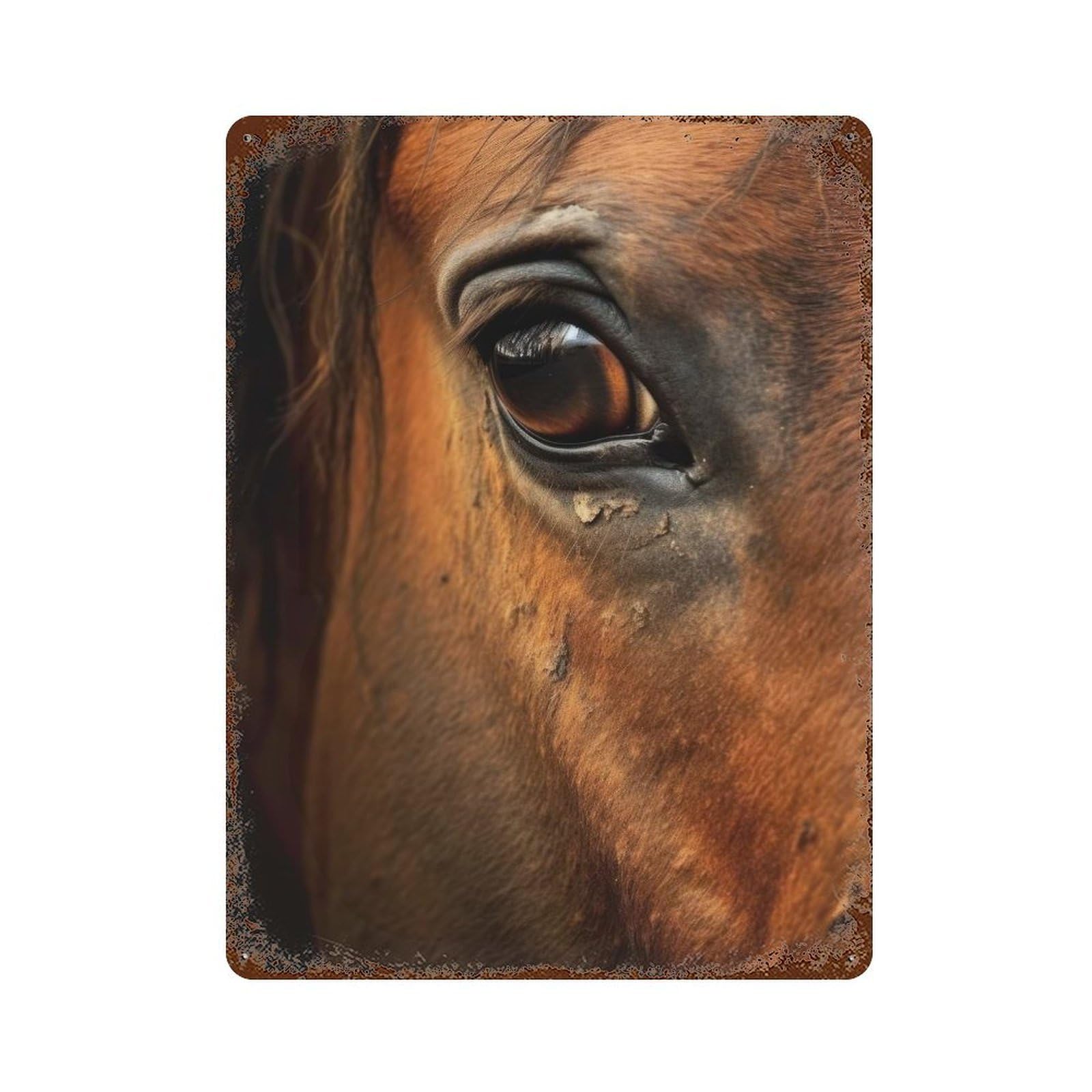 Horse Face Rusty Metal Tin Sign 15.7"x11.8", Farmhouse Wall Decor for Farmhouse, Kitchen And Entryway Decor