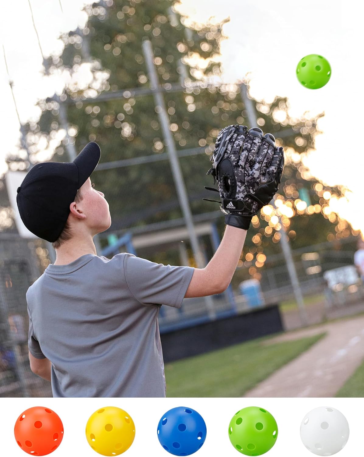 20 Pack Plastic Baseball Practice Balls - Hard Training Baseballs for Batting Hitting Pitching - Hollow Airflow Softball - Limited Flight Lightweight Mini Ball for Indoor & Outdoor Sport 9 Inches