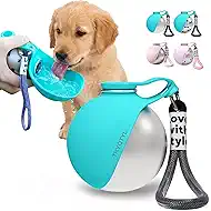 Dog Water Bottle, 10oz Stainless Steel Portable Dog Water Bottle with Foldable Silicone Bowl, 2-in-1 Portable Dog Water Bowl for Water & Food, Water Dispenser for Dogs Walking (Blue)