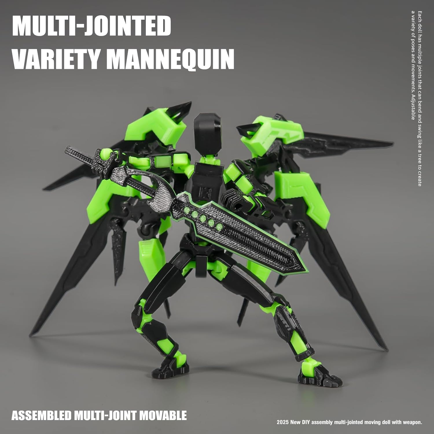 T13 Action Figure Set (Assembly Completed), Highlighting T13 Robot, 3D Printed Action Figure (Combat Mech Version), and Dummy 13, Perfect for Collectors' Desktop Decorations (Green) - Image 4