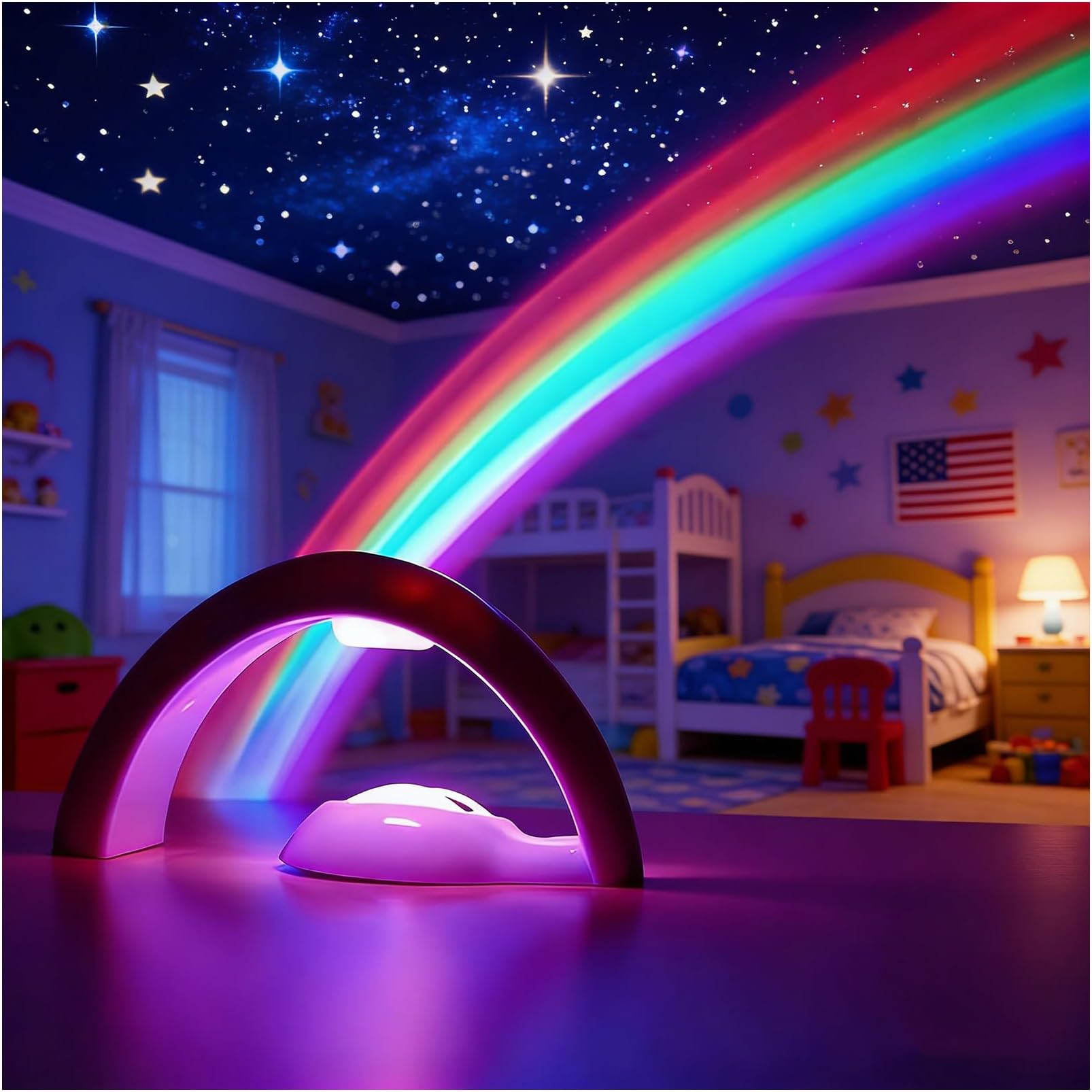 Rainbow Led Lights - USB Power Supply Rainbow Projector Signs Wall Decor, Rainbow Night Light for Girls Room Kids Gifts