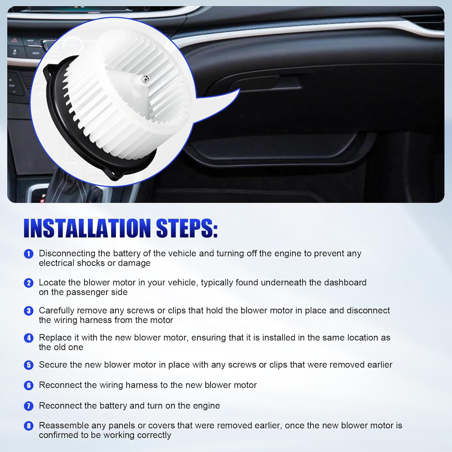 AC Blower Motor with Fan Fits for 2010-2019 Subaru Legacy Outback, 2007-2009 Lexus RX350, 2006-2010 Toyota Sienna, 08-15 Cadillac CTS, 07-11 Cadillac SRX STS HVAC Heater Blower Motor Replaces# 700228